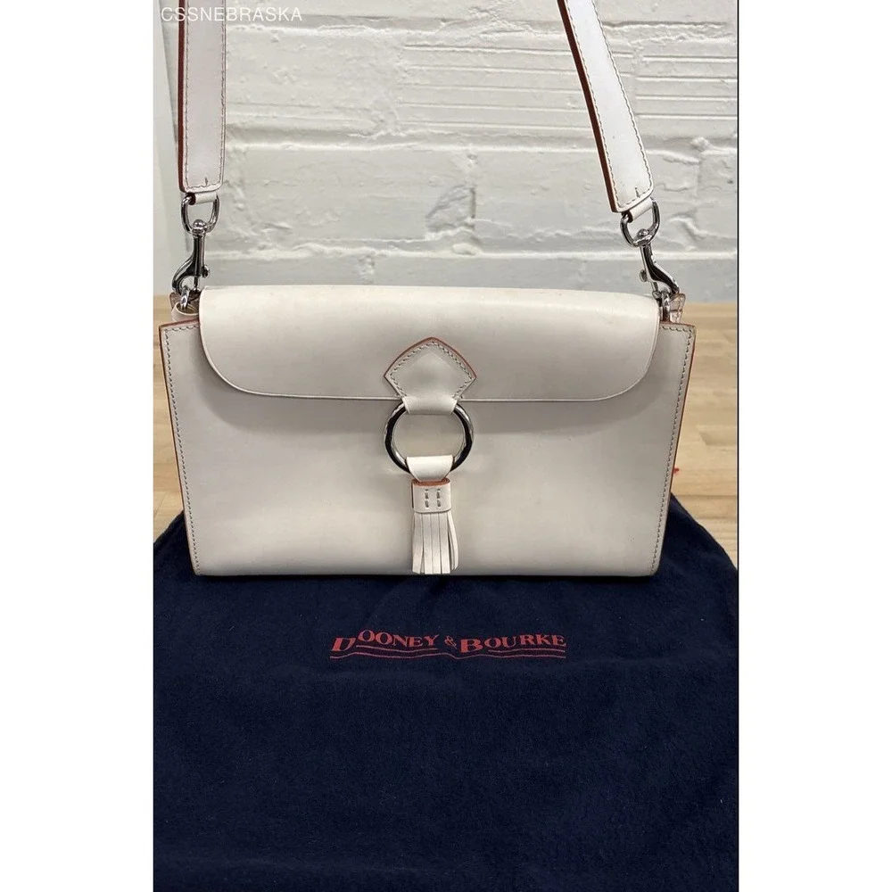 Dooney & Bourke Made in Italy Leather Buckle Shoulder Bag Convertible Clutch - S